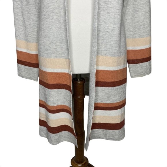 Apt 9 Tunic Open Front Coatigan Sweater Size Medium Gray with Stripes - Picture 4 of 7